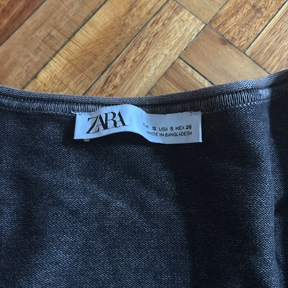 Zara Blue Long Sleeve Fitted Crop Blouse - Picture 4 of 4